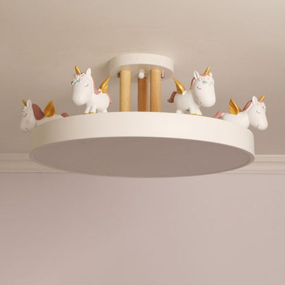 Arisha Modern Round Unicorn Semi-Flush Mount Ceiling Light
