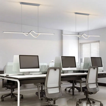 Arisha Modern Linear Metal Pendant Light, Black/White/Grey