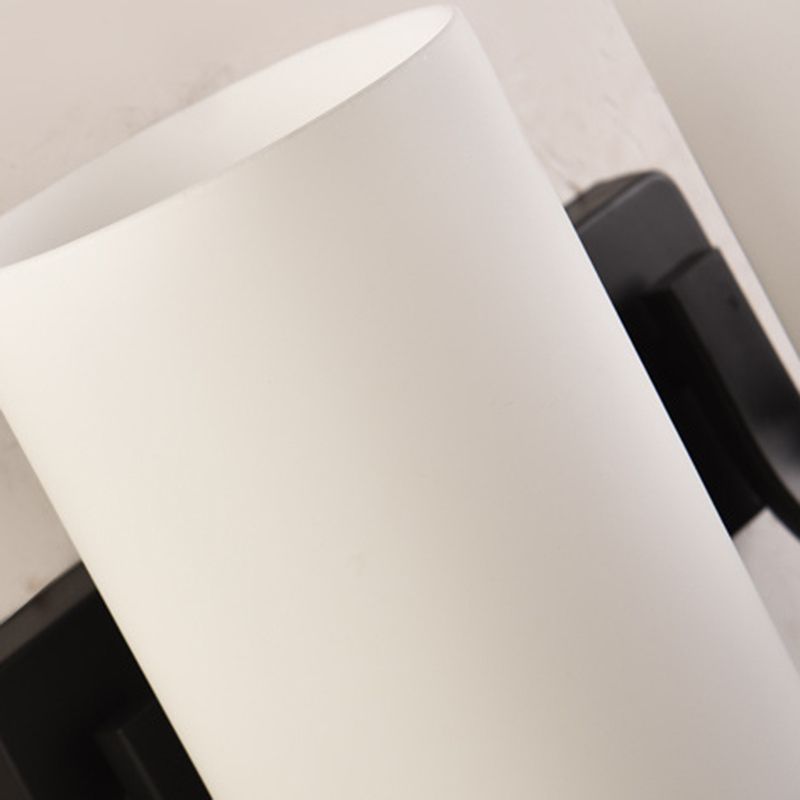 Tiffany Minimalism Cylindrical Metal Glass Art Vanity Wall Lamp, Black/Chrome