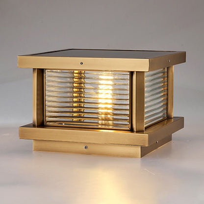 Ray Modern Rectangular Metal Outdoor Solar Lamp, Black/ Brass/Bronze