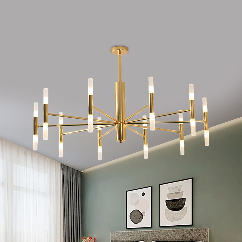 Lustre Kristy cylindrique moderne en métal, doré