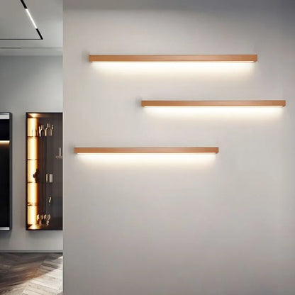 Muto Linear Mirror Wooden Front Vanity Wall Lamp