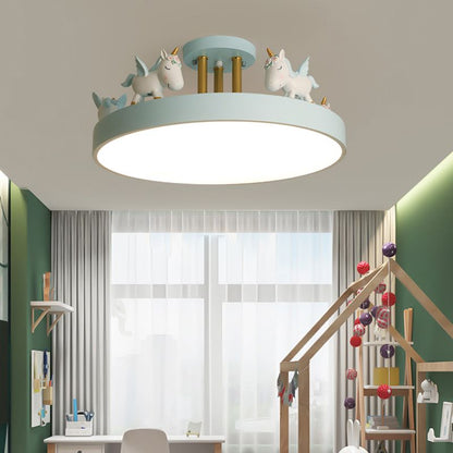 Arisha Modern Round Unicorn Semi-Flush Mount Ceiling Light