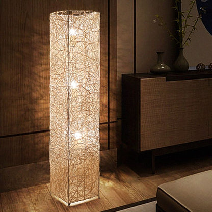 Ritta Retro Vase Wood Rattan Floor Lamp, White/Brown