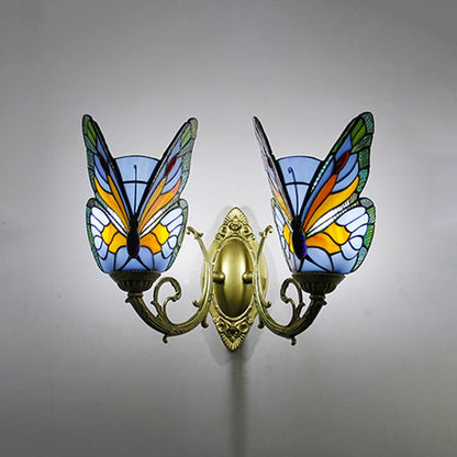 Arisha Artistic Butterfly Metal/Glass Lamps Wall, Red/Blue/Multi-Color/Light Blue