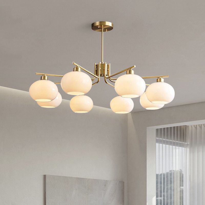 Pendelleuchte Valentina, halbrund, modern, Metall/Glas, Gold/Nickel, Esszimmer
