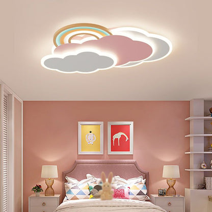 Aria Modern Cloud/Rainbow Flush Mount Ceiling Light Pink/White