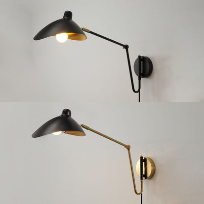 Epoch Industrial Swing Arm Vanity Wall Lamp, Black/Gold