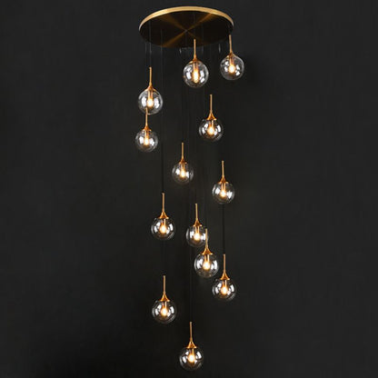 Valentina Modern Spiral Ball Glass Staircase Chandelier