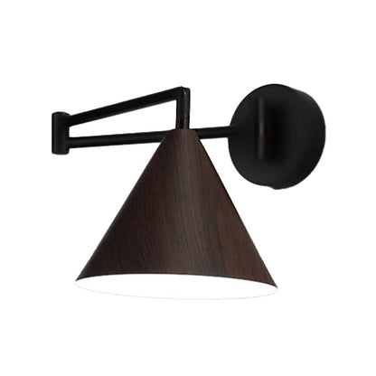Muto kegelvormige verstelbare wandlamp, metaal/hout, slaapkamer