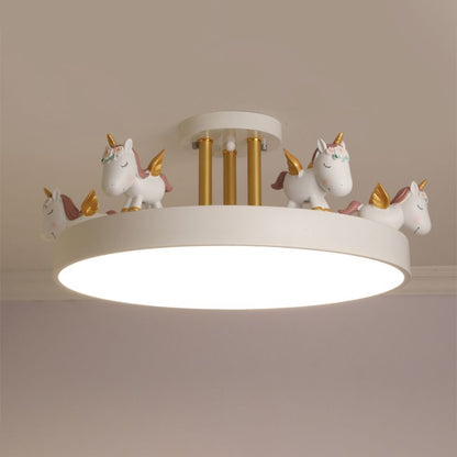 Arisha Modern Round Unicorn Semi-Flush Mount Ceiling Light