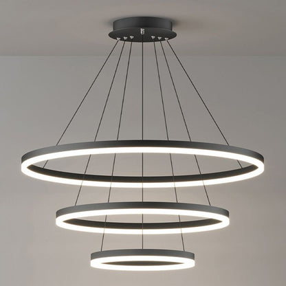 Arisha 3-Rings Black Black Modern Pendant Light