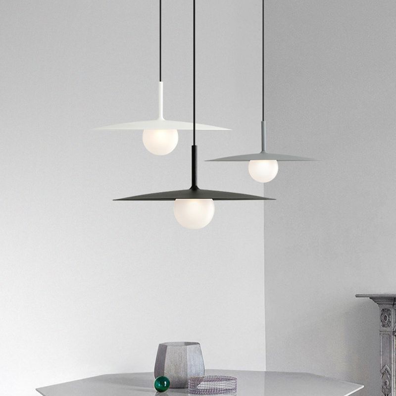 Arisha Modern Dish-shaped Metal Pendant Light, Black/White/Grey