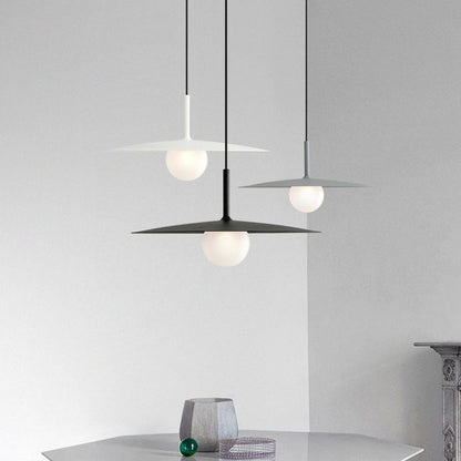 Arisha Modern Dish-shaped Metal Pendant Light, Black/White/Grey