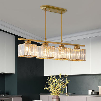 Kristy Crystal Square Pendelleuchte, Schwarz und Gold, 3/4 Köpfe
