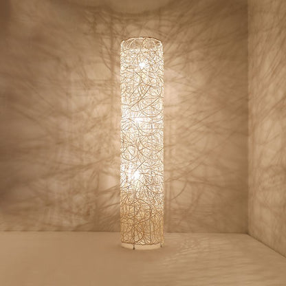 Ritta Retro Vase Wood Rattan Floor Lamp, White/Brown