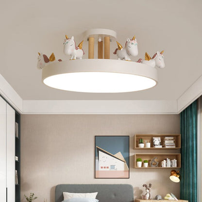 Arisha Modern Round Unicorn Semi-Flush Mount Ceiling Light