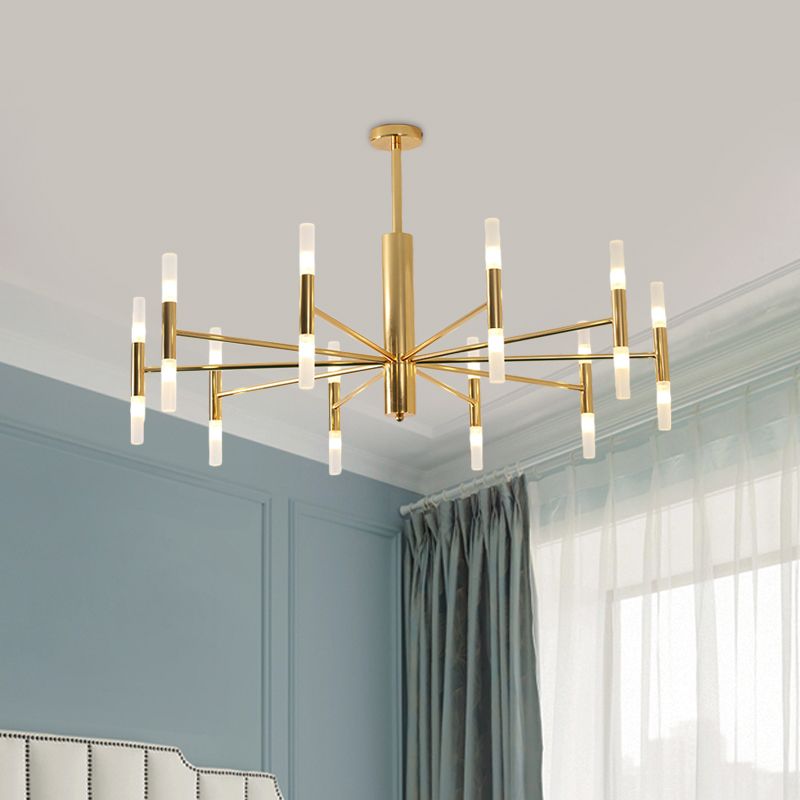 Lustre Kristy cylindrique moderne en métal, doré