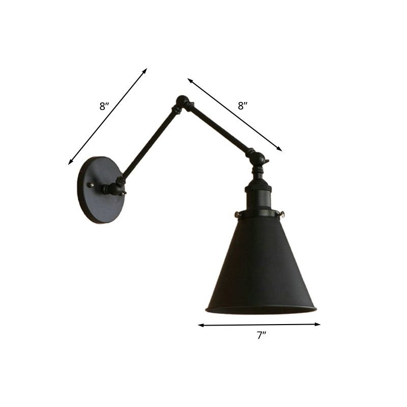 Zynar Vintage Adjustable Wall Lamp, Metal, Black/Rust, Living Room