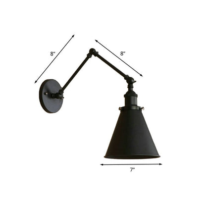 Zynar Vintage Adjustable Wall Lamp, Metal, Black/Rust, Living Room