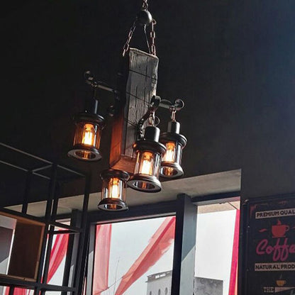 Austin Industrial Lantern Wood Pendant Light