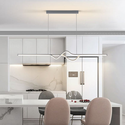 Arisha Modern Linear Metal Pendant Light, Black/White/Grey