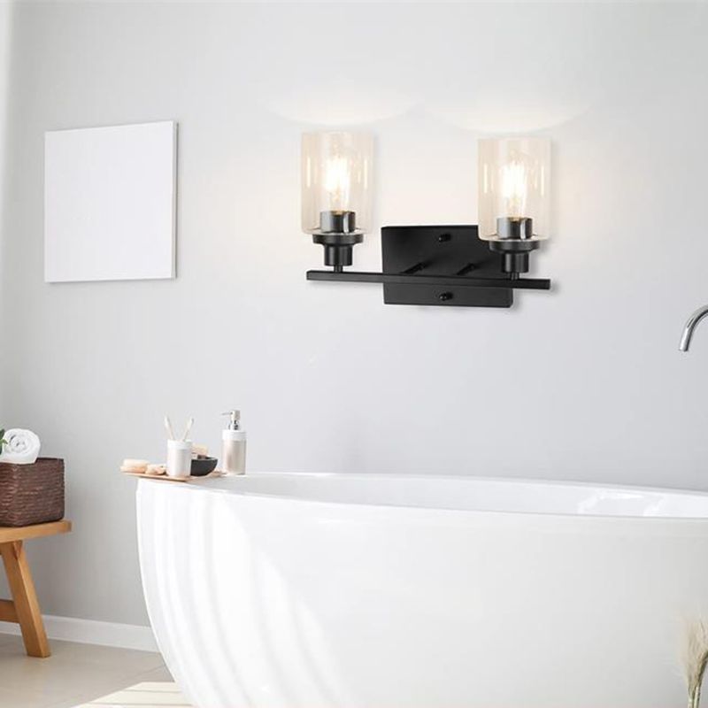 Silva – applique murale moderne avec façade miroir, noire, métal/verre