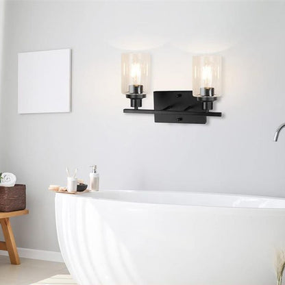 Silva – applique murale moderne avec façade miroir, noire, métal/verre