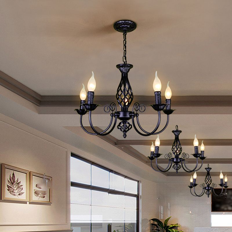 Silva Pendant Light Candle Retro, Metal/Glass, Black/White, Restaurant