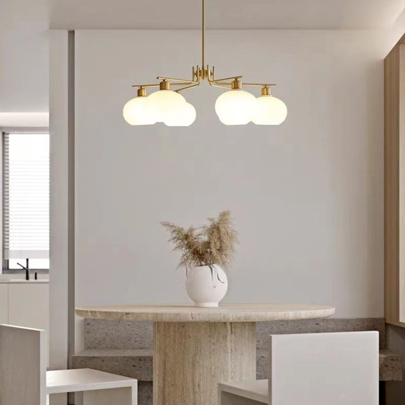 Pendelleuchte Valentina, halbrund, modern, Metall/Glas, Gold/Nickel, Esszimmer