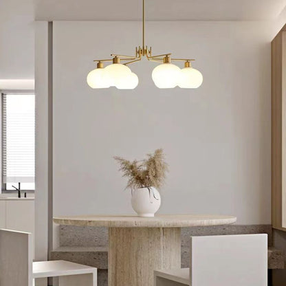 Pendelleuchte Valentina, halbrund, modern, Metall/Glas, Gold/Nickel, Esszimmer