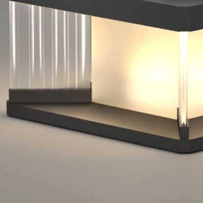Ray Contemporary LED Rectangular Metal Wall Lamp Post, Black