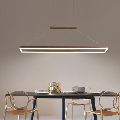 Gloen Modern Rectangular Hanging Pendant Light, Gold/Coffee