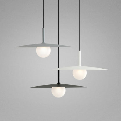 Arisha Modern Dish-shaped Metal Pendant Light, Black/White/Grey