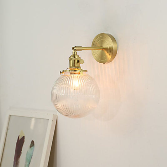 Valentina Luxury Globe/Flower Glass Vanity Wall Lamp, Gold, Bedroom