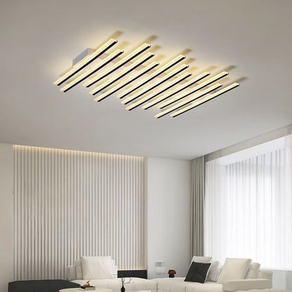 Arisha Flush Mount Ceiling Light Linear Modern,Wave  Black, Living Room