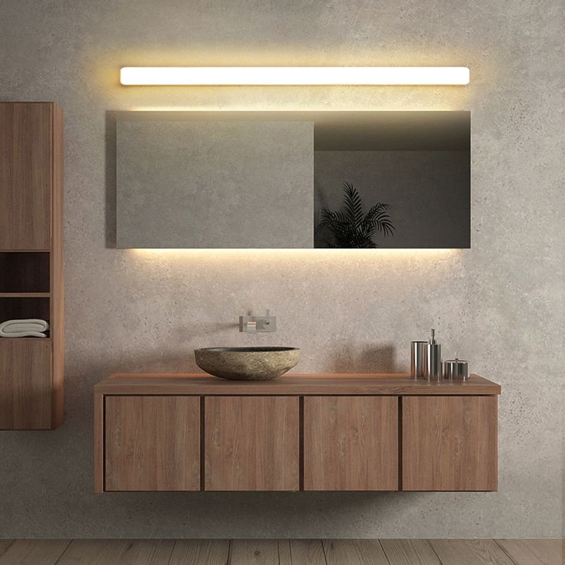 Applique murale de salle de bain Arisha Simple White Bar avec miroir intégré