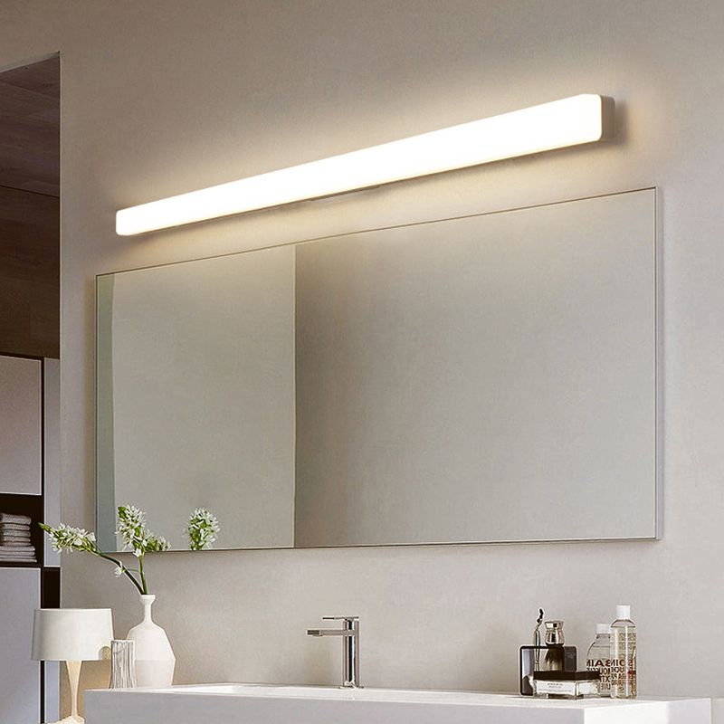 Applique murale de salle de bain Arisha Simple White Bar avec miroir intégré