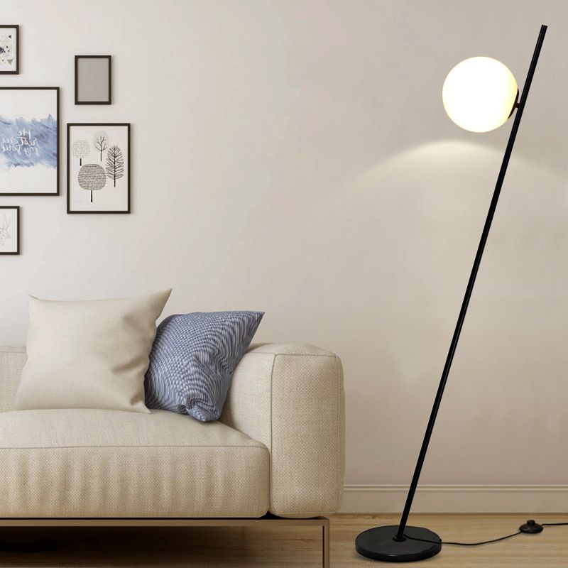 Valentina minimalistische zwarte bol lineaire vloerlamp, woonkamer