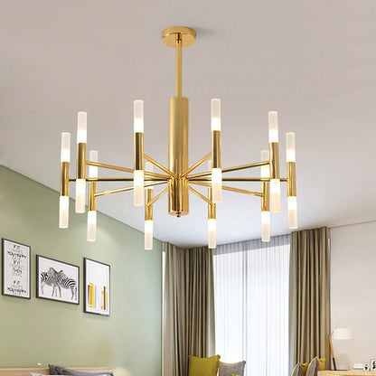 Lustre Kristy cylindrique moderne en métal, doré