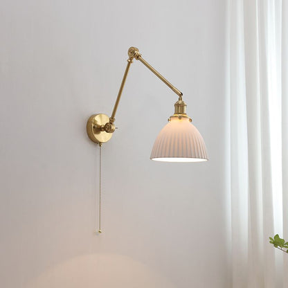 Arisha Wall Lamp Modern Drum Ceramics Metal Adjustable, White
