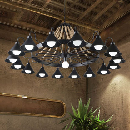 Epoch Vintage Industrial Rope Chandelier  Living Room