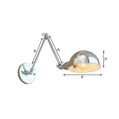 Epoch Wall Lamp Dome Minimalist, Adjustable Metal, Silver, Bedroom