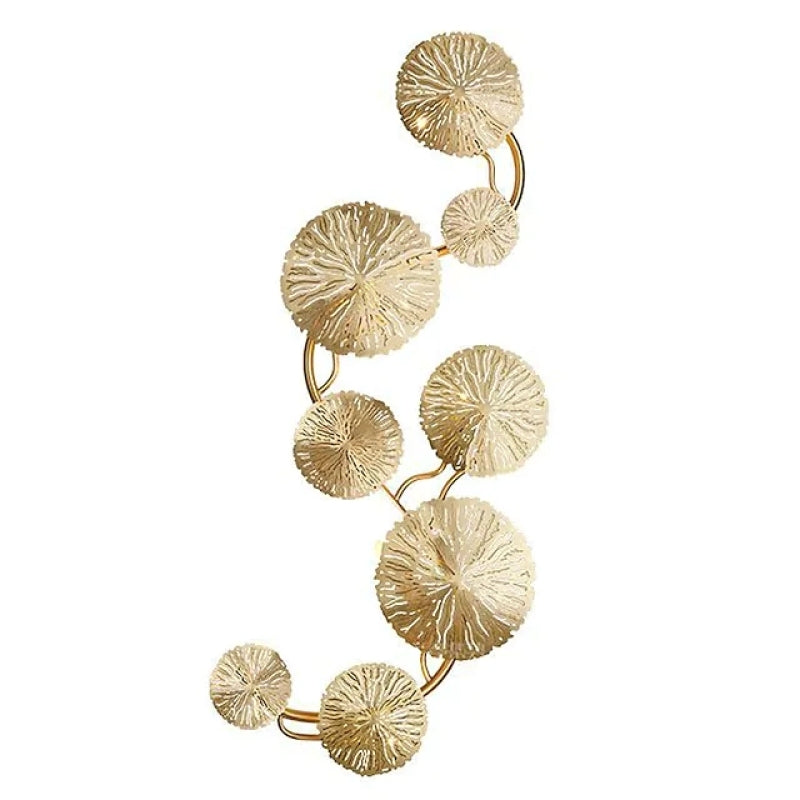 Arisha Modern Metal Round Lotus Leaf Wall Lamp, Gold