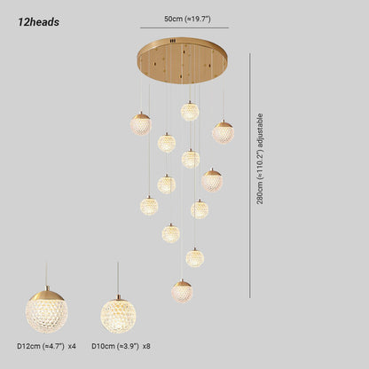 Arisha Multi Staircase Modern Art Deco Pendant Light, Gold