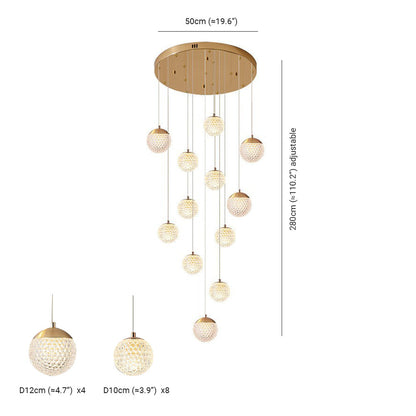 Arisha Multi Staircase Modern Art Deco Pendant Light, Gold