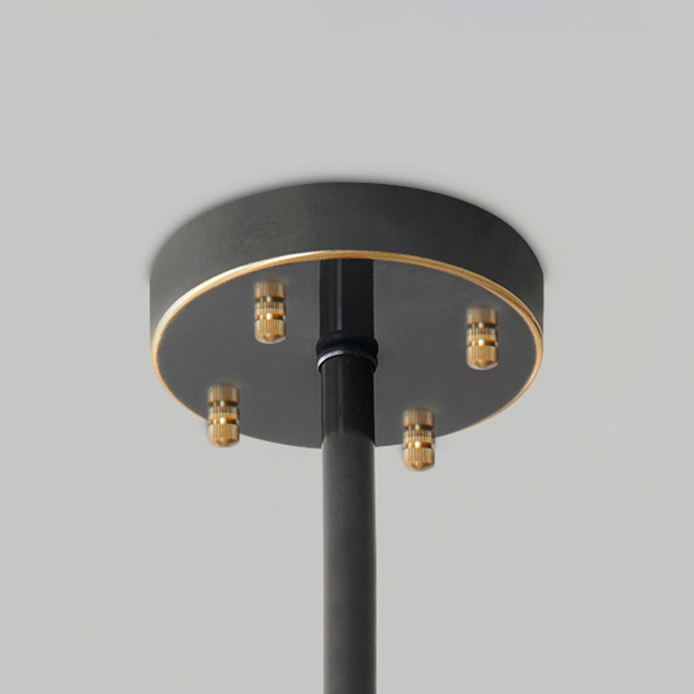 Kristy Modern Annular Metal And Glass Pendant Light, Black/Gold