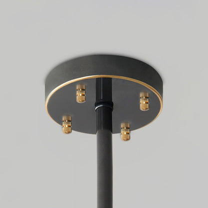 Kristy Modern Annular Metal And Glass Pendant Light, Black/Gold