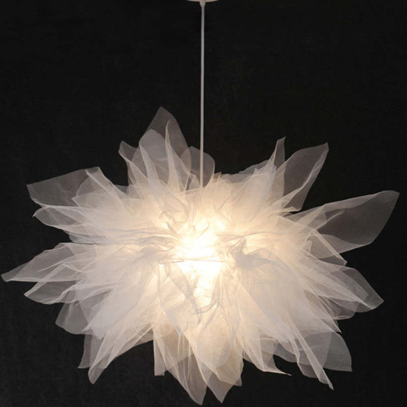Arisha Lampe à suspension moderne en tissu à fleurs, chambre à coucher, blanc