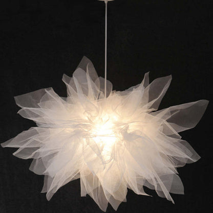Arisha Lampe à suspension moderne en tissu à fleurs, chambre à coucher, blanc